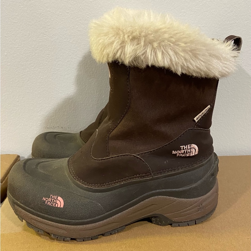 The North Face Greenland Zip Waterproof Winter Boot Brownie Brown Girls Size 5